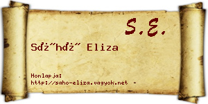 Sáhó Eliza névjegykártya